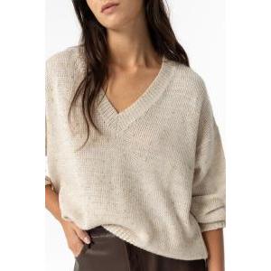 Maglione scollo a v donna  beige