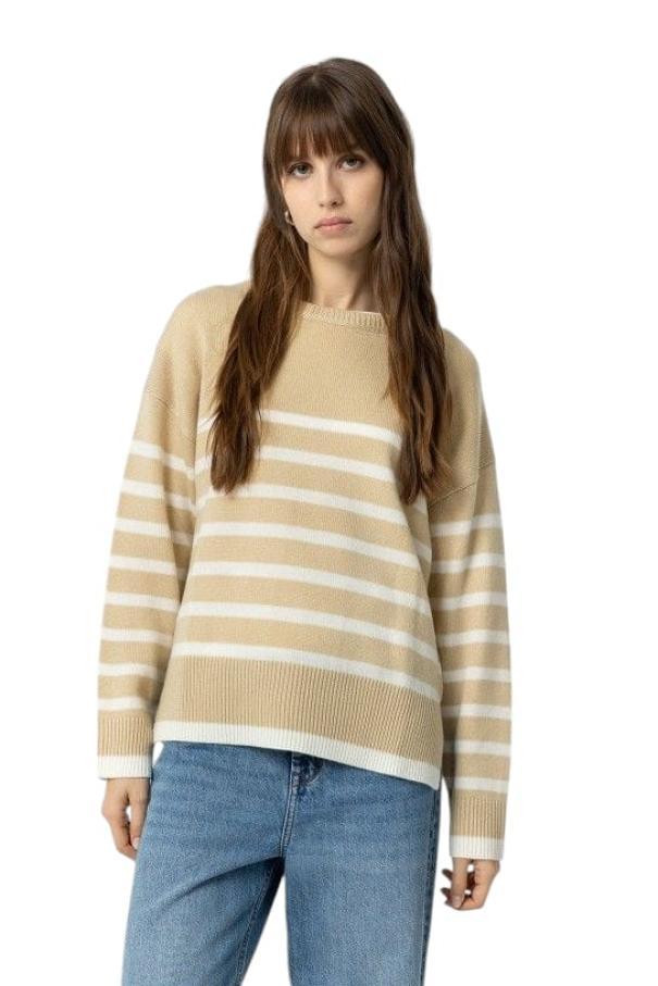 Maglioncino a righe da donna Tiffosi beige