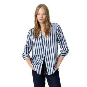 Camicia a righe in raso da donna