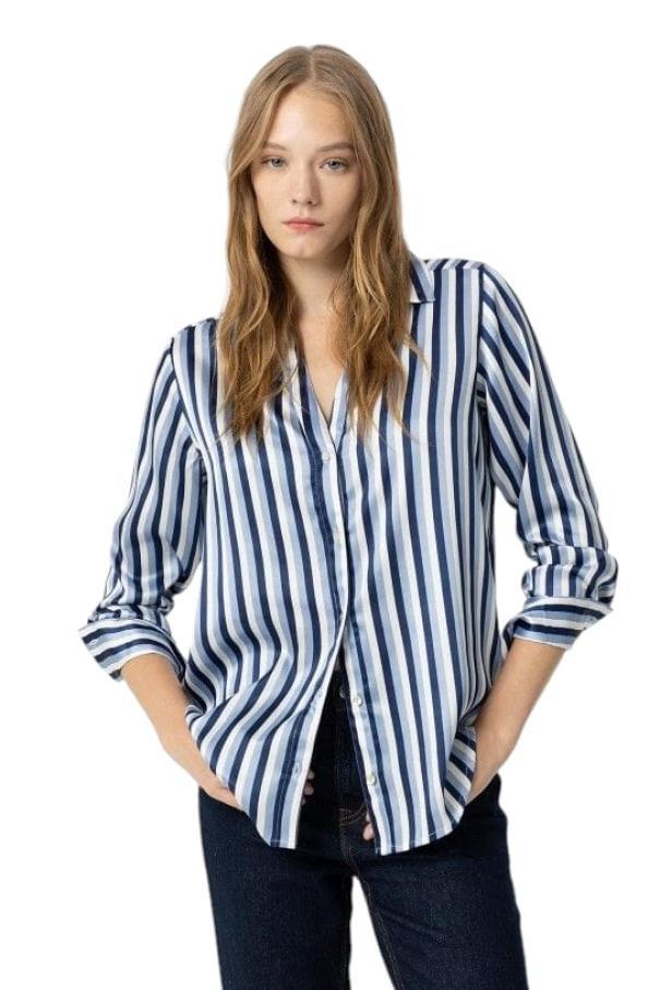 Camicia in raso a righe da donna Tiffosi