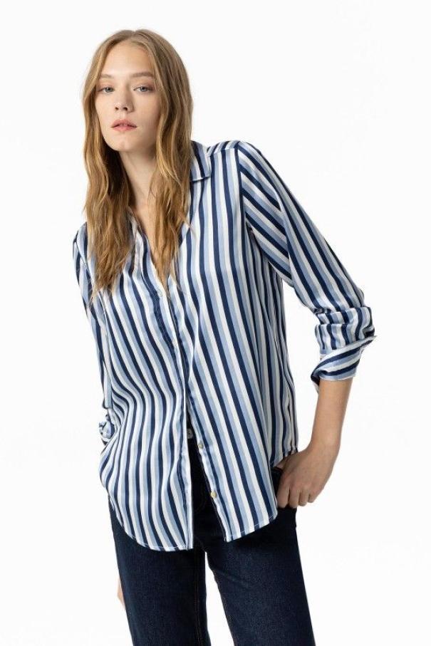 Camicia in raso a righe da donna Tiffosi