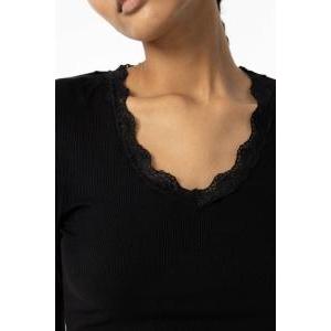 Maglia donna con scollo merletto nero