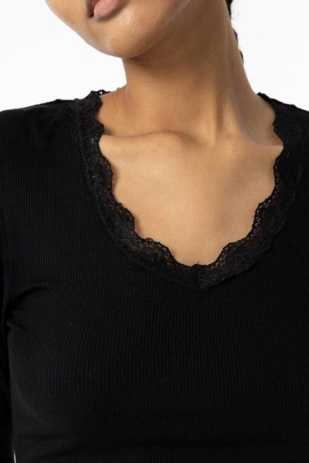 Maglia donna con scollo merletto nero Tiffosi