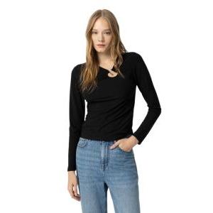 Maglia moda donna dettaglio in metallo  nero