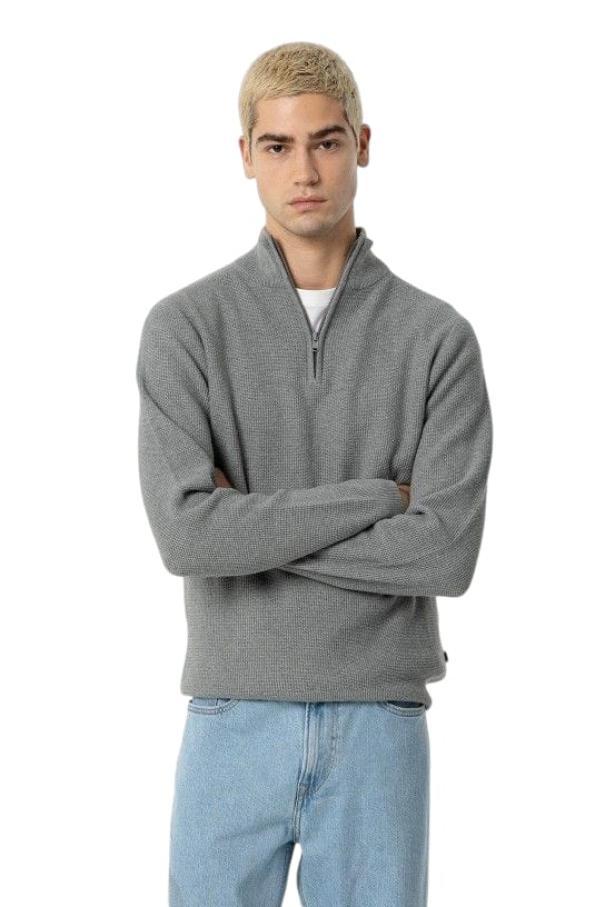 Maglione uomo mezza zip Tiffosi grigio