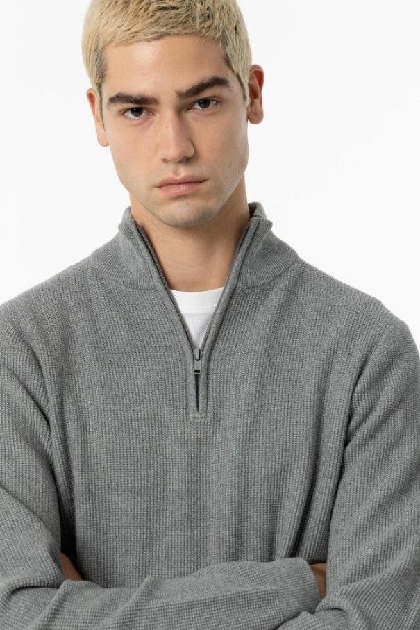 Maglione uomo mezza zip Tiffosi grigio