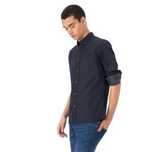 Camicia manica lunga uomo micro fantasia  blu