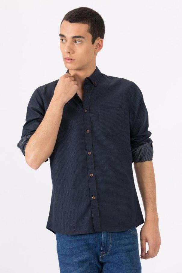 Camicia manica lunga uomo micro fantasia Tiffosi blu