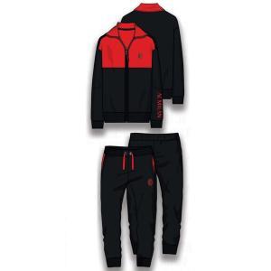 Tuta interlock junior full zip compatibile con milan rosso