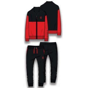 Tuta junior interlock full zip compatibile con milan nero