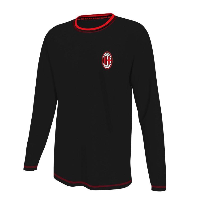 T-shirt manica lunga jersey compatibile con Milan Nero