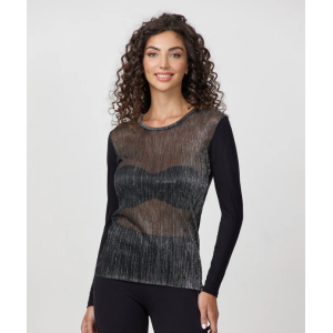 Maglia manica lunga donna glitter  nero