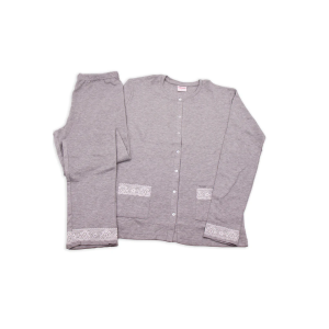 Pigiama donna aperto cotone interlock  grigio