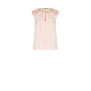 Blusa sl con tulle e paillettes spalle avorio