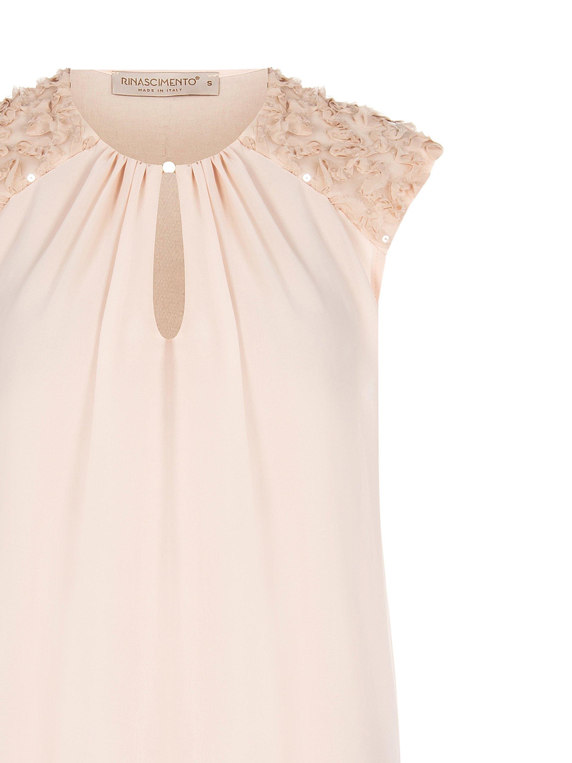 rinascimento blusa sl con tulle e paillettes spalle avorio - foto 3