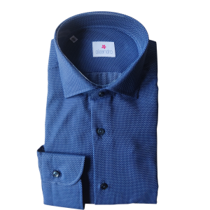 Camicia custom puntinata francese blu