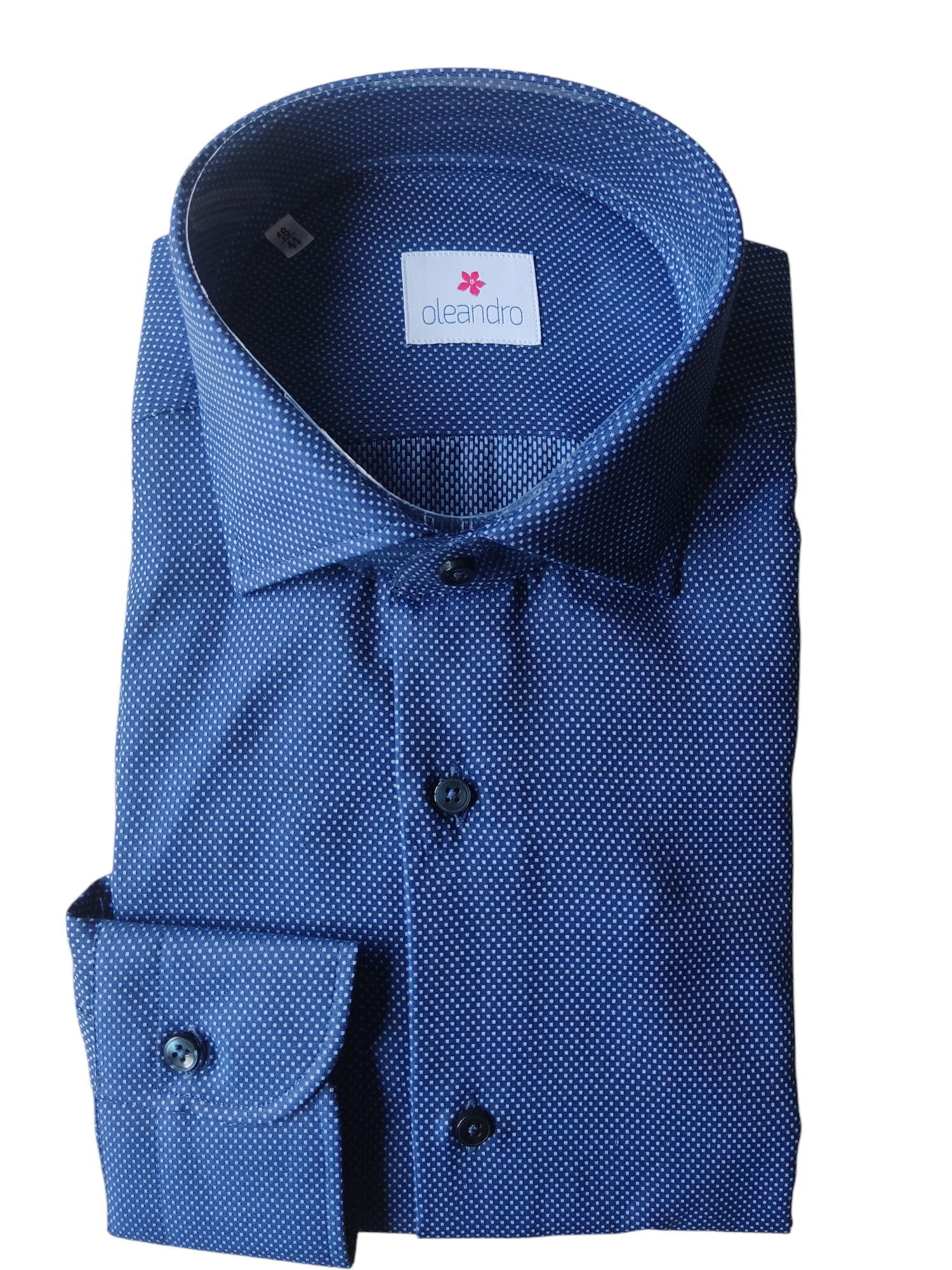 oleandro camicia custom puntinata francese blu - foto 2