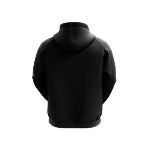 Felpa full zip con cappuccio banda maniche nero