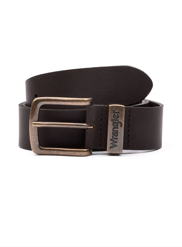 wrangler cinta uomo cuoio 4 cm con passante metallo marrone - foto 1