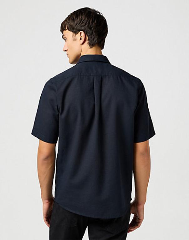 wrangler camicia misto lino collo schiacciato regular nero - foto 4