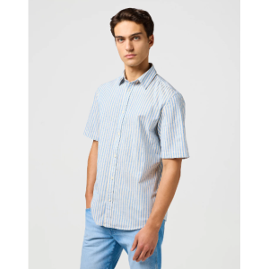 Camicia  manica corta uomo rigata  azzurro