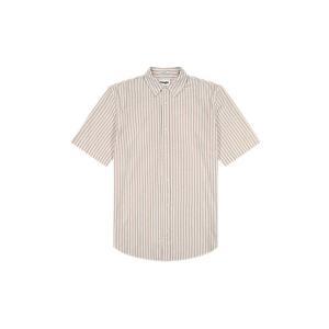 Camicia uomo manica corta rigata  beige