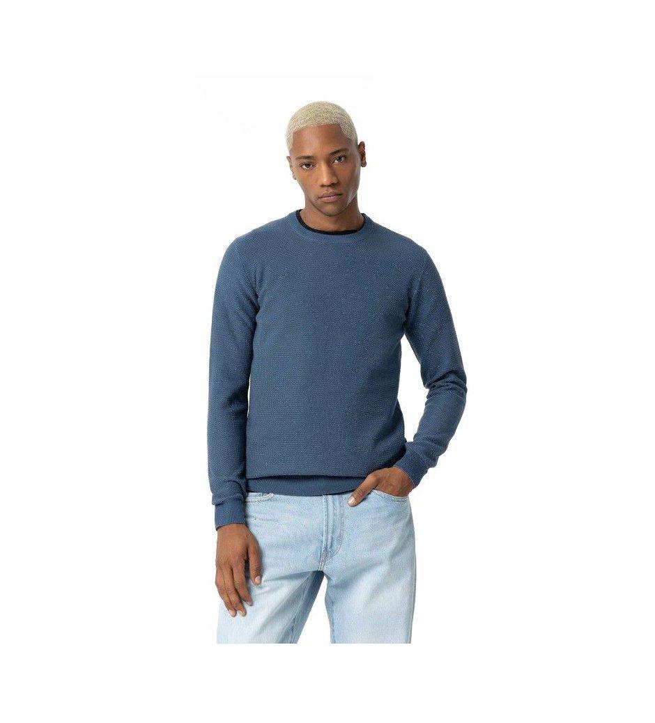 Maglione uomo lavorato girocollo Tiffosi blu