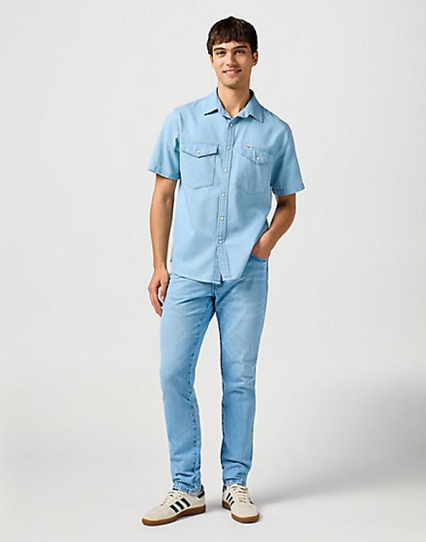 wrangler camicia denim uomo manica corta super stone - foto 2