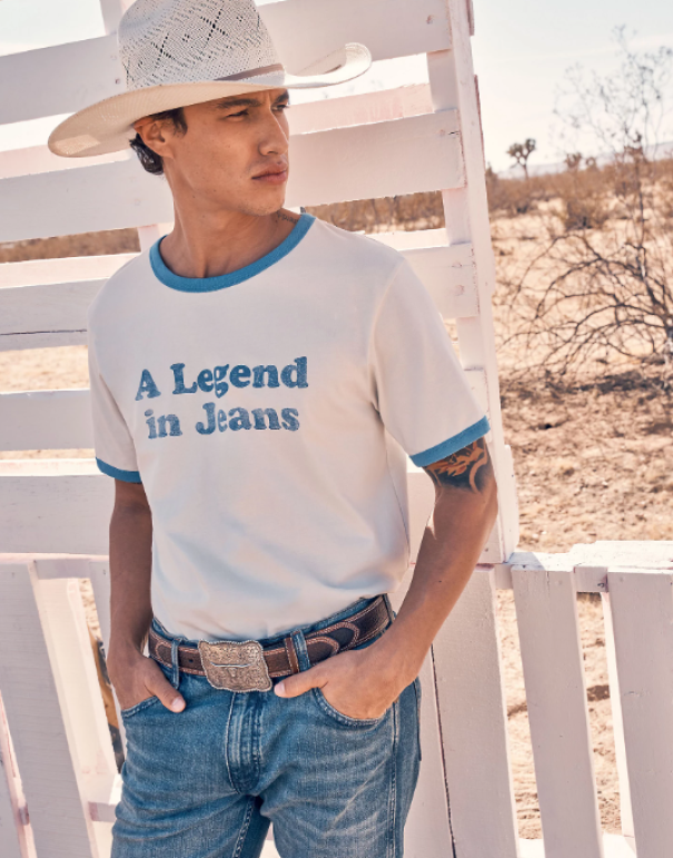 wrangler t-shirt uomo a legend in jeans avorio - foto 1