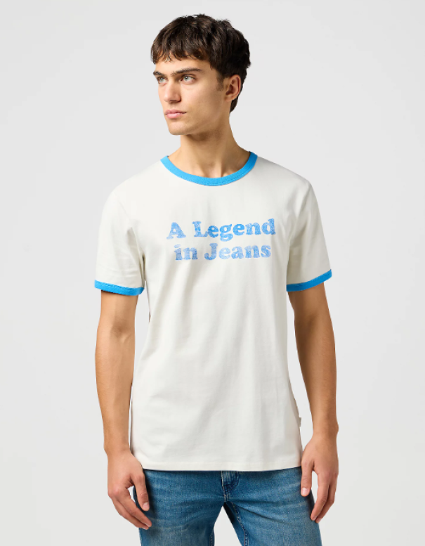 wrangler t-shirt uomo a legend in jeans avorio - foto 2