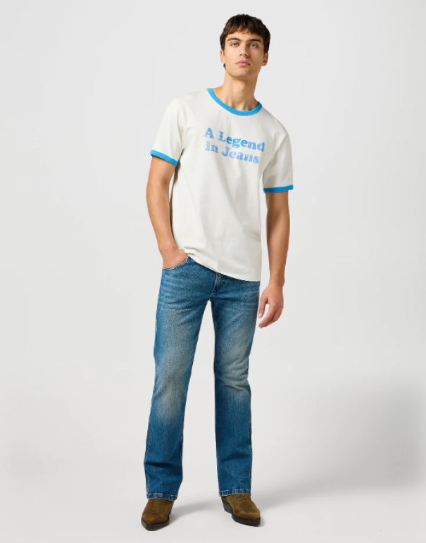 wrangler t-shirt uomo a legend in jeans avorio - foto 4