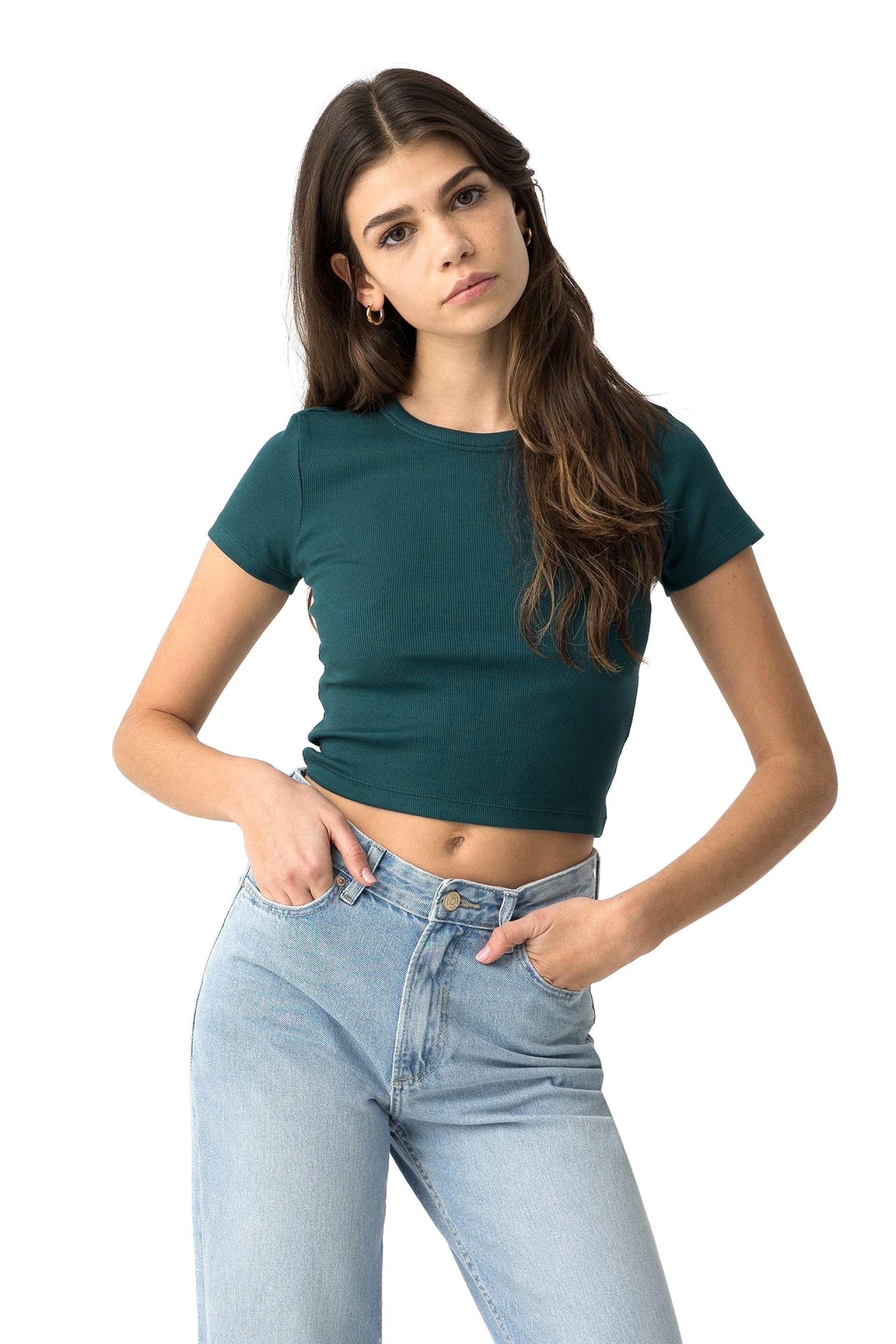 T-shirt crop ragazza verde petrolio Tiffosi