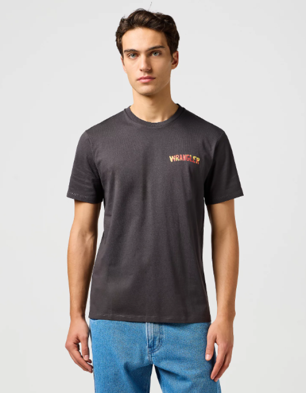 wrangler t-shirt con scritta spalle murales nero - foto 1