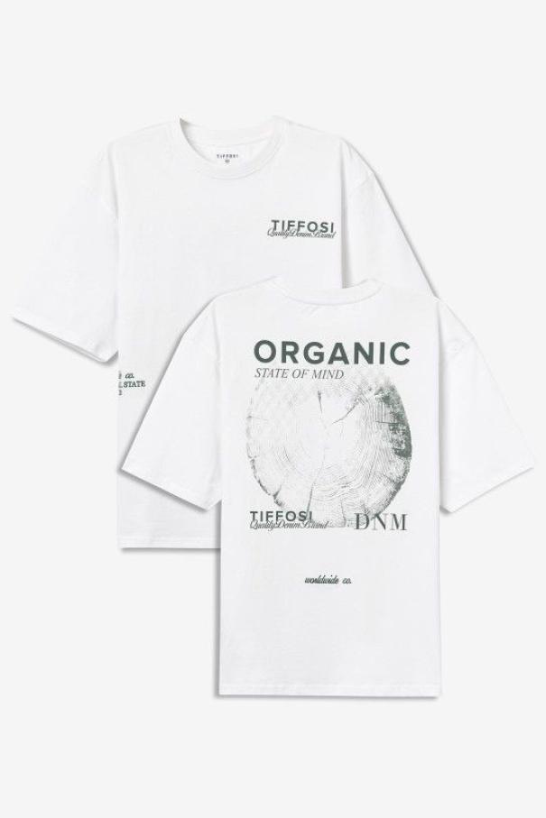 T-shirt basic da uomo con scritte Tiffosi bianco