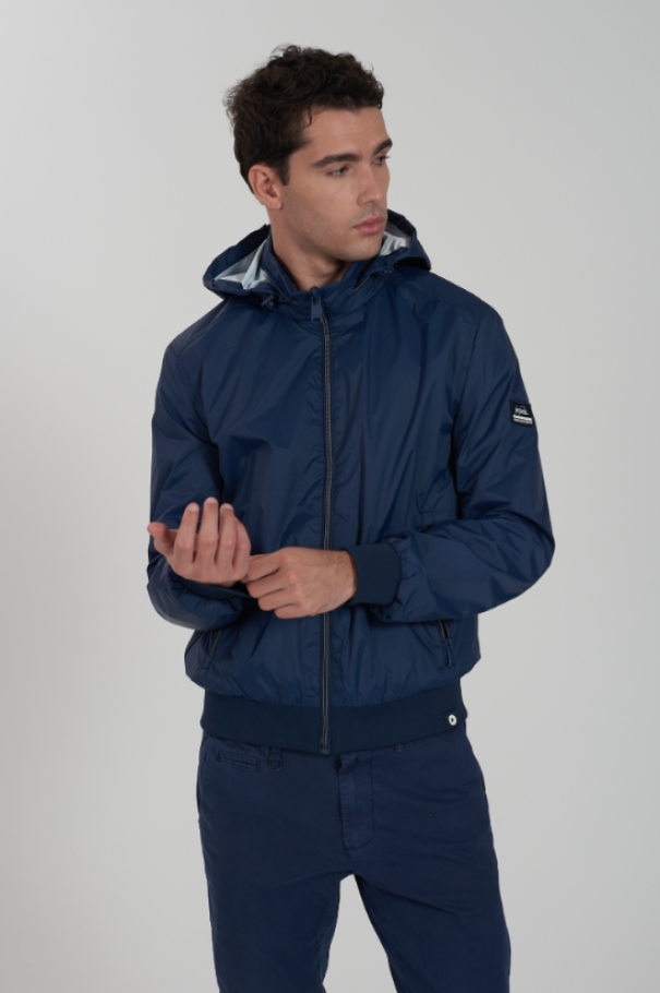 yes zee giubbino corto bomber nylon blu - foto 1