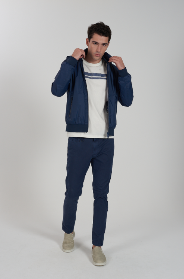 yes zee giubbino corto bomber nylon blu - foto 3