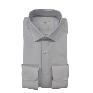 Camicia twill collo italiano grigio