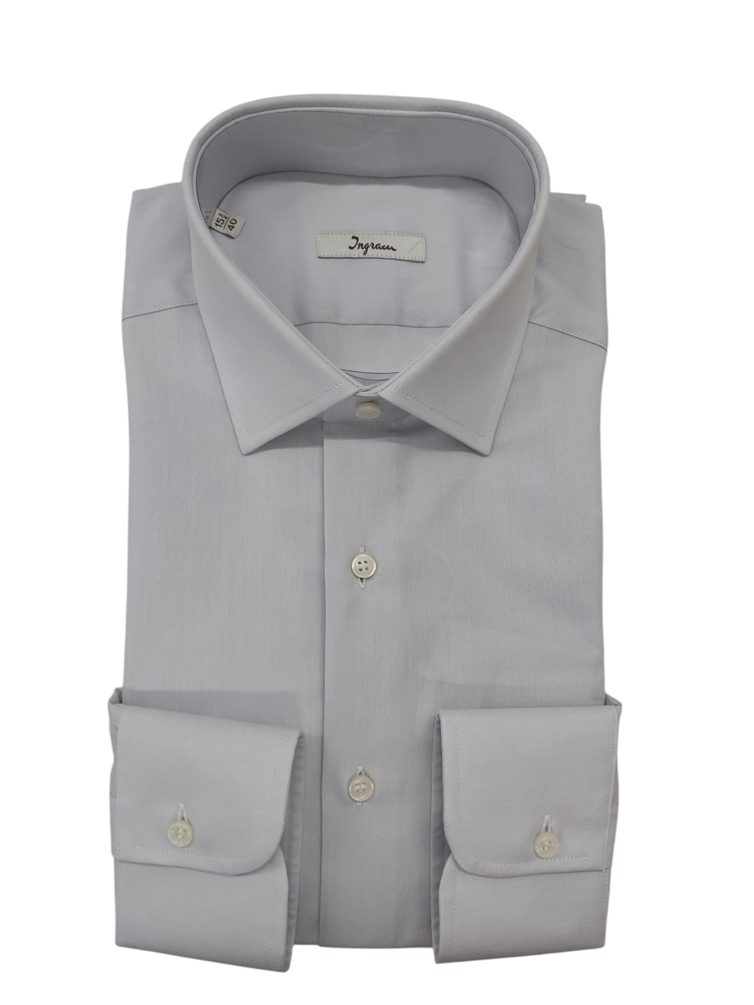 ingram camicia twill collo italiano grigio - foto 1